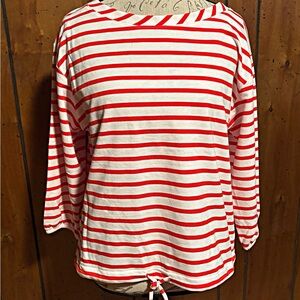 Red and White Striped Women's Top